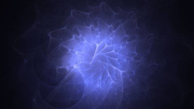 Soyut mavi fraktal ışık arkaplanı 3 boyutlu oluşturuluyor