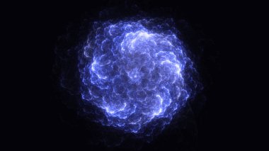 Soyut mavi fraktal ışık arkaplanı 3 boyutlu oluşturuluyor