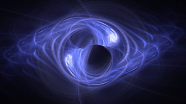 Soyut mavi fraktal ışık arkaplanı 3 boyutlu oluşturuluyor