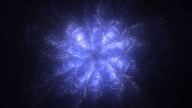 Soyut mavi fraktal ışık arkaplanı 3 boyutlu oluşturuluyor