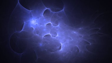 Soyut mavi fraktal ışık arkaplanı 3 boyutlu oluşturuluyor