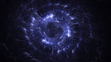 Soyut mavi fraktal ışık arkaplanı 3 boyutlu oluşturuluyor