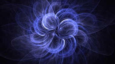Soyut mavi fraktal ışık arkaplanı 3 boyutlu oluşturuluyor