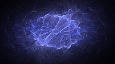 Soyut mavi fraktal ışık arkaplanı 3 boyutlu oluşturuluyor