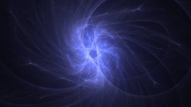 Soyut mavi fraktal ışık arkaplanı 3 boyutlu oluşturuluyor