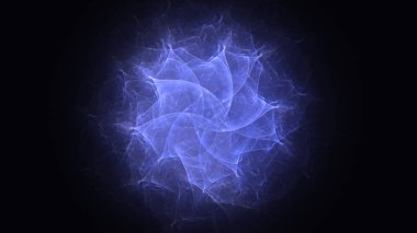 Soyut mavi fraktal ışık arkaplanı 3 boyutlu oluşturuluyor