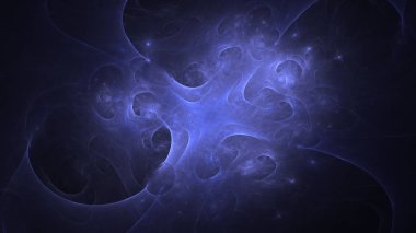 Soyut mavi fraktal ışık arkaplanı 3 boyutlu oluşturuluyor