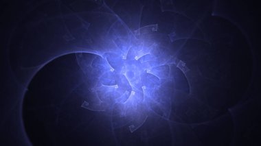 Soyut mavi fraktal ışık arkaplanı 3 boyutlu oluşturuluyor