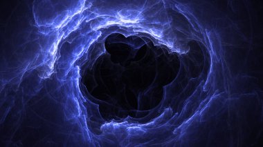 Soyut mavi fraktal ışık arkaplanı 3 boyutlu oluşturuluyor