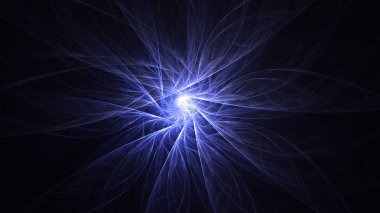 Soyut mavi fraktal ışık arkaplanı 3 boyutlu oluşturuluyor