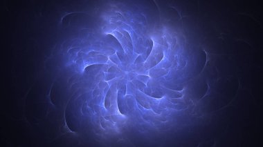 Soyut mavi fraktal ışık arkaplanı 3 boyutlu oluşturuluyor