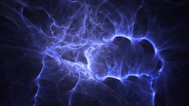 Soyut mavi fraktal ışık arkaplanı 3 boyutlu oluşturuluyor