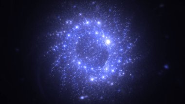 Soyut mavi fraktal ışık arkaplanı 3 boyutlu oluşturuluyor