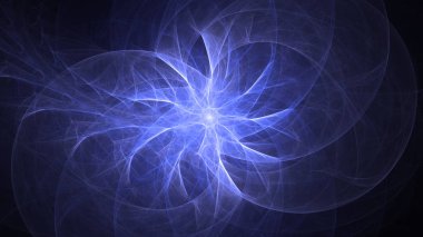 Soyut mavi fraktal ışık arkaplanı 3 boyutlu oluşturuluyor