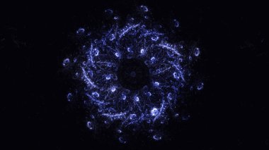 Soyut mavi fraktal ışık arkaplanı 3 boyutlu oluşturuluyor