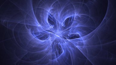 Soyut mavi fraktal ışık arkaplanı 3 boyutlu oluşturuluyor