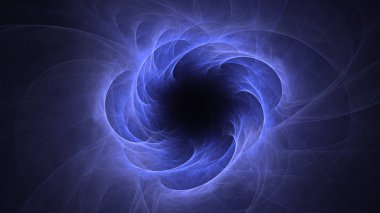 Soyut mavi fraktal ışık arkaplanı 3 boyutlu oluşturuluyor