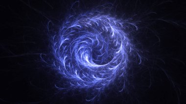 Soyut mavi fraktal ışık arkaplanı 3 boyutlu oluşturuluyor