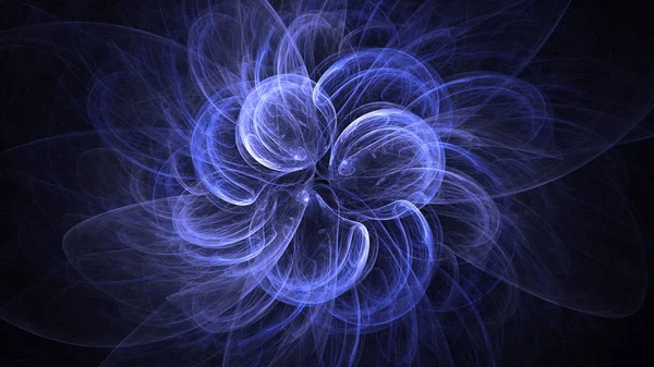 Soyut mavi fraktal ışık arkaplanı 3 boyutlu oluşturuluyor
