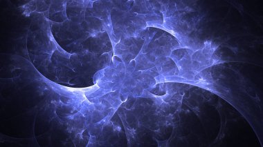 Soyut mavi fraktal ışık arkaplanı 3 boyutlu oluşturuluyor