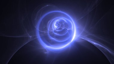 Soyut mavi fraktal ışık arkaplanı 3 boyutlu oluşturuluyor