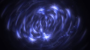 Soyut mavi fraktal ışık arkaplanı 3 boyutlu oluşturuluyor