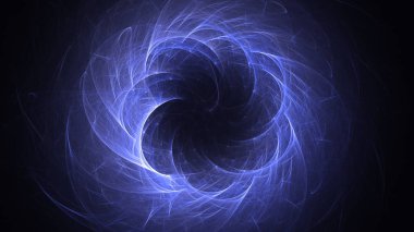 Soyut mavi fraktal ışık arkaplanı 3 boyutlu oluşturuluyor