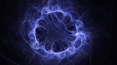 Soyut mavi fraktal ışık arkaplanı 3 boyutlu oluşturuluyor