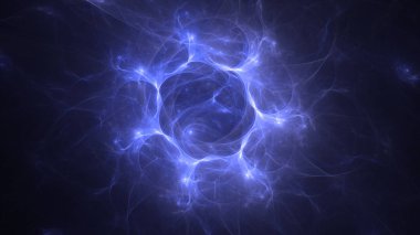 Soyut mavi fraktal ışık arkaplanı 3 boyutlu oluşturuluyor