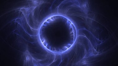 Soyut mavi fraktal ışık arkaplanı 3 boyutlu oluşturuluyor