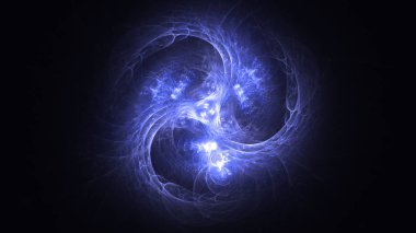 Soyut mavi fraktal ışık arkaplanı 3 boyutlu oluşturuluyor