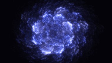 Soyut mavi fraktal ışık arkaplanı 3 boyutlu oluşturuluyor