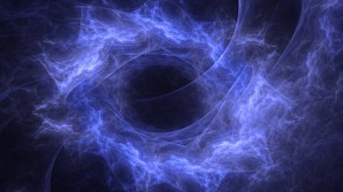 Soyut mavi fraktal ışık arkaplanı 3 boyutlu oluşturuluyor