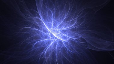 Soyut mavi fraktal ışık arkaplanı 3 boyutlu oluşturuluyor