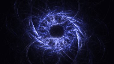 Soyut mavi fraktal ışık arkaplanı 3 boyutlu oluşturuluyor