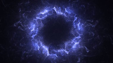 Soyut mavi fraktal ışık arkaplanı 3 boyutlu oluşturuluyor