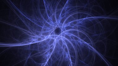 Soyut mavi fraktal ışık arkaplanı 3 boyutlu oluşturuluyor