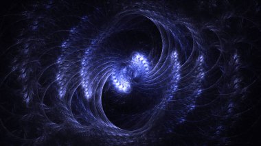 Soyut mavi fraktal ışık arkaplanı 3 boyutlu oluşturuluyor