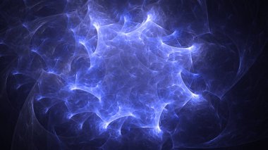 Soyut mavi fraktal ışık arkaplanı 3 boyutlu oluşturuluyor