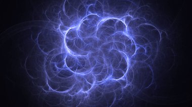 Soyut mavi fraktal ışık arkaplanı 3 boyutlu oluşturuluyor