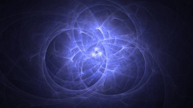 Soyut mavi fraktal ışık arkaplanı 3 boyutlu oluşturuluyor