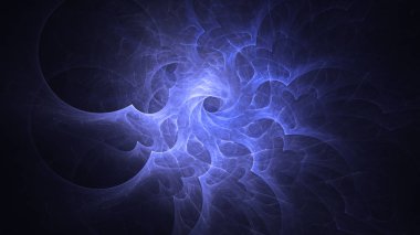 Soyut mavi fraktal ışık arkaplanı 3 boyutlu oluşturuluyor