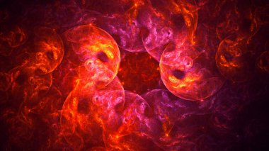 Soyut kırmızı fraktal ışık arkaplanı 3 boyutlu oluşturuluyor