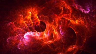 Soyut kırmızı fraktal ışık arkaplanı 3 boyutlu oluşturuluyor