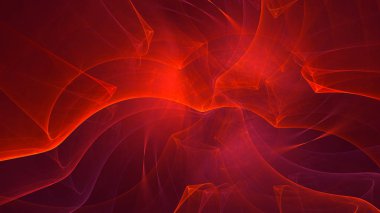 Soyut kırmızı fraktal ışık arkaplanı 3 boyutlu oluşturuluyor