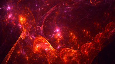 Soyut kırmızı fraktal ışık arkaplanı 3 boyutlu oluşturuluyor