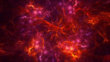 Soyut kırmızı fraktal ışık arkaplanı 3 boyutlu oluşturuluyor