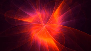 Soyut kırmızı fraktal ışık arkaplanı 3 boyutlu oluşturuluyor