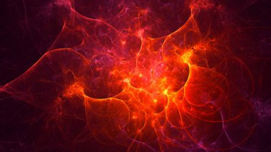 Soyut kırmızı fraktal ışık arkaplanı 3 boyutlu oluşturuluyor