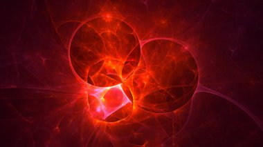 Soyut kırmızı fraktal ışık arkaplanı 3 boyutlu oluşturuluyor